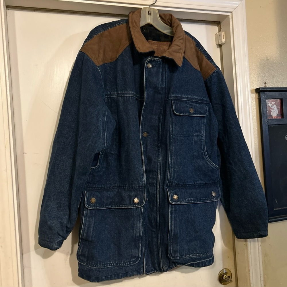 Woodsman ATA All Terrain Apparel Denim Chore Jacket Men’s Large Flannel Lined